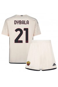 AS Roma Paulo Dybala #21 Babyklær Borte Fotballdrakt til barn 2023-24 Korte ermer (+ Korte bukser)